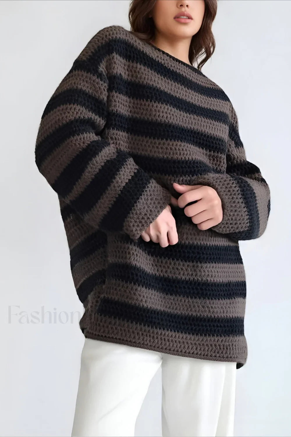 Striped Knit Casual Loose Sweater