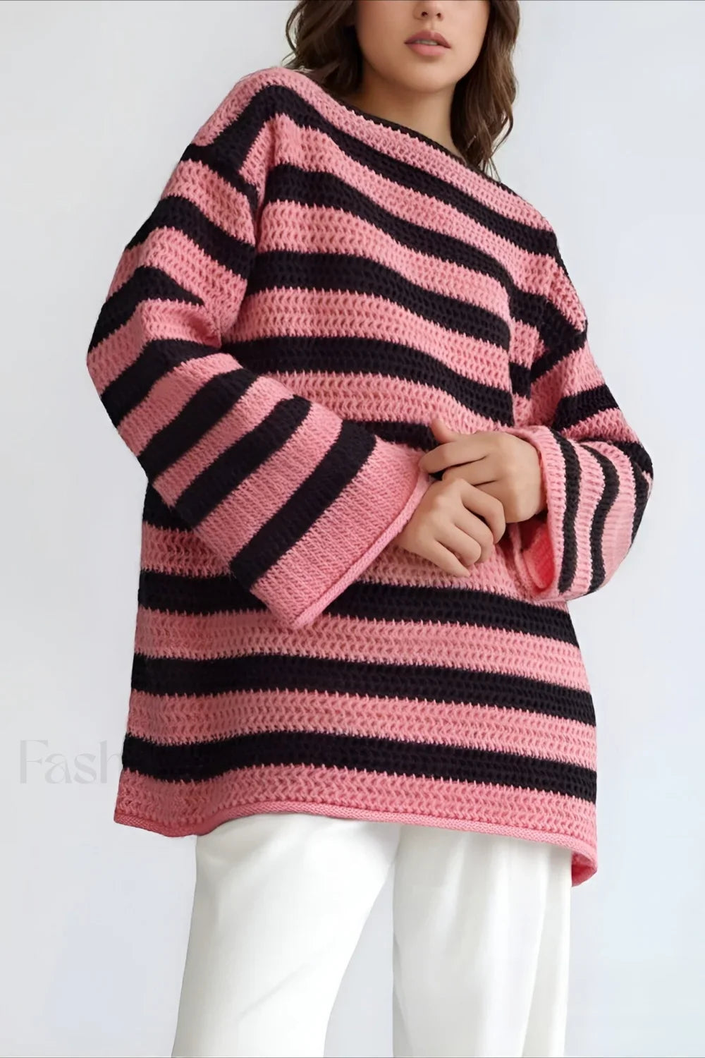 Striped Knit Casual Loose Sweater