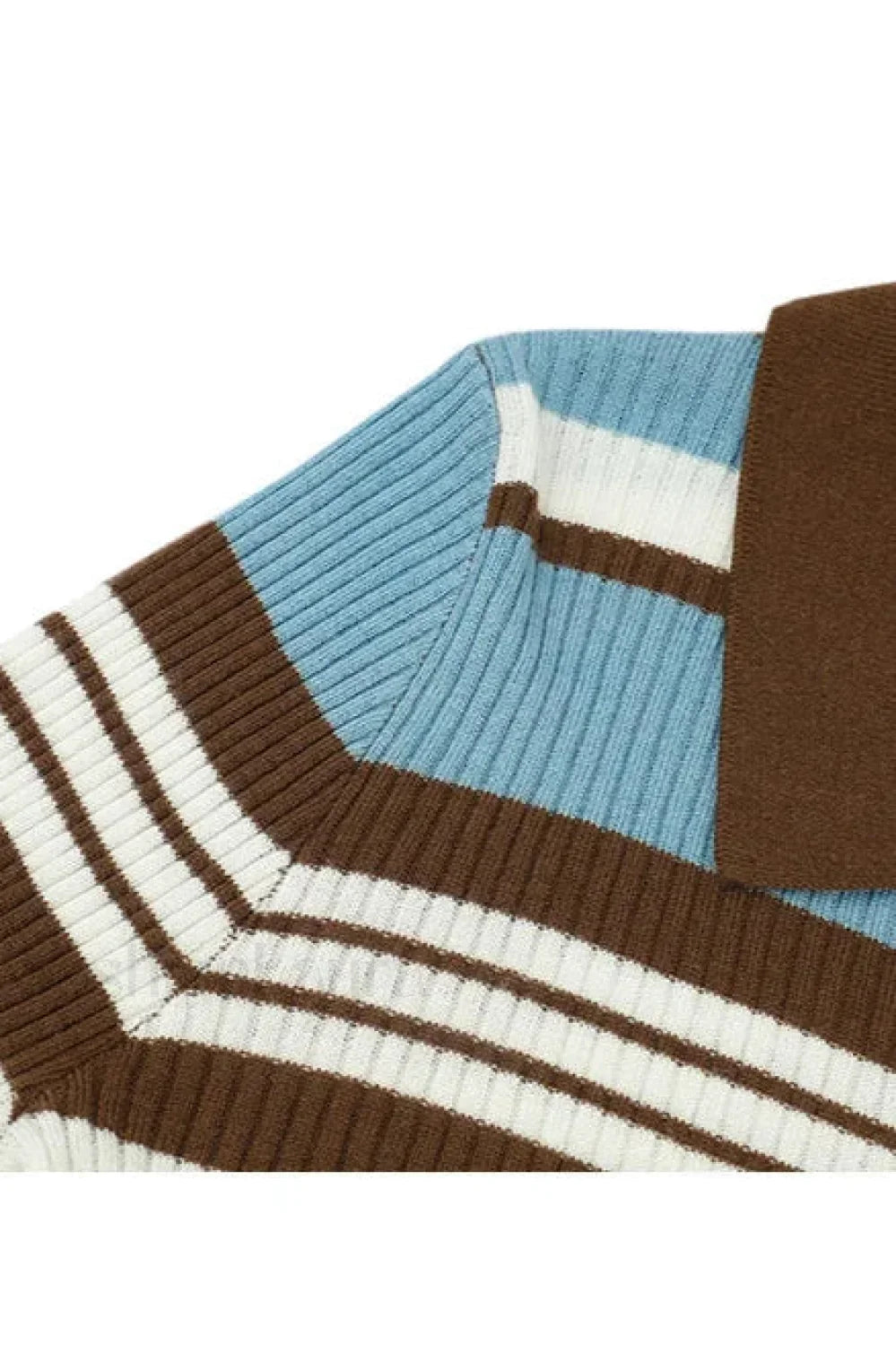 Striped Knit Turn-down Collar Cardigan