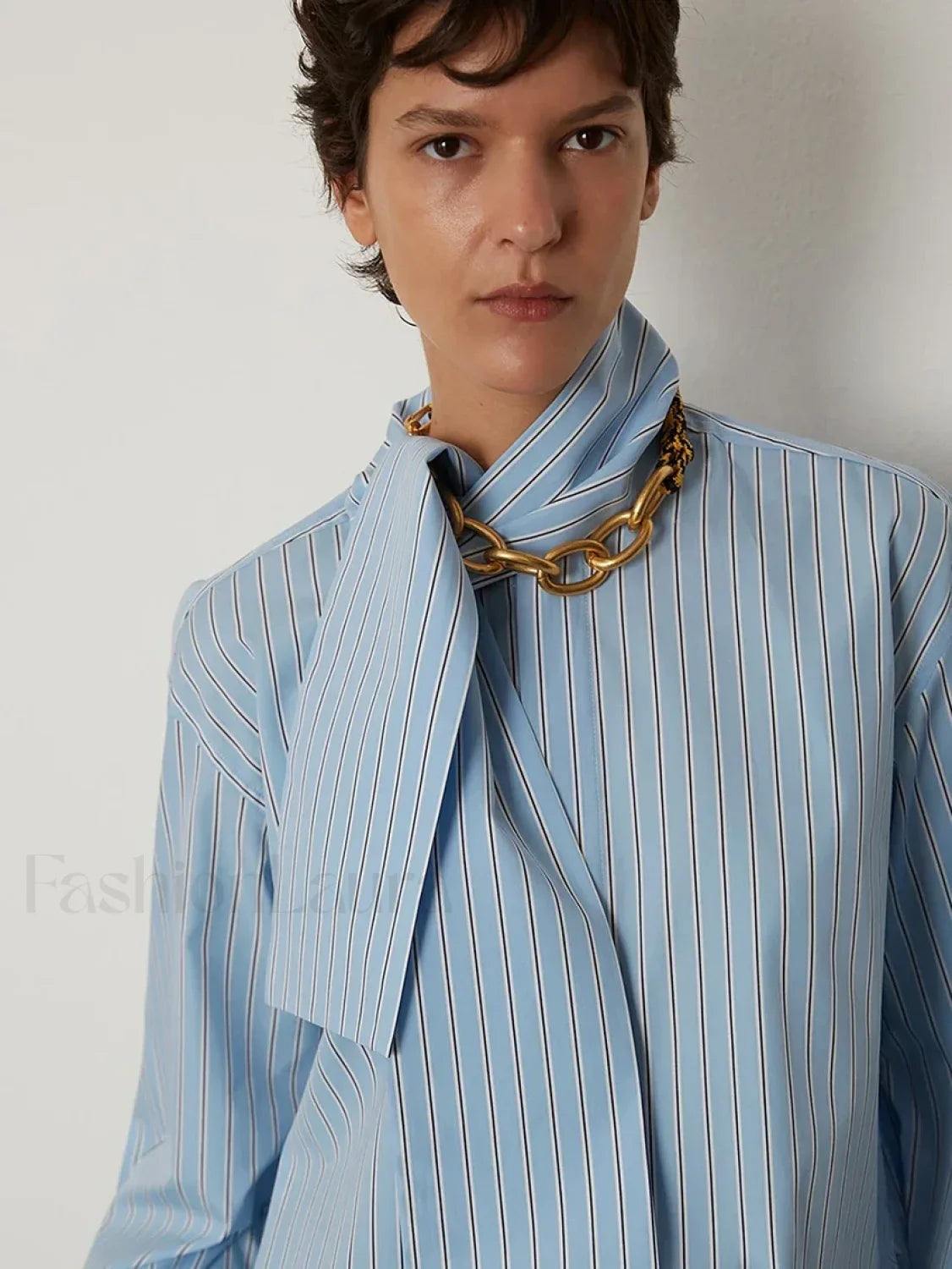 Striped Long Sleeve Collar Shorts Two Piece Set