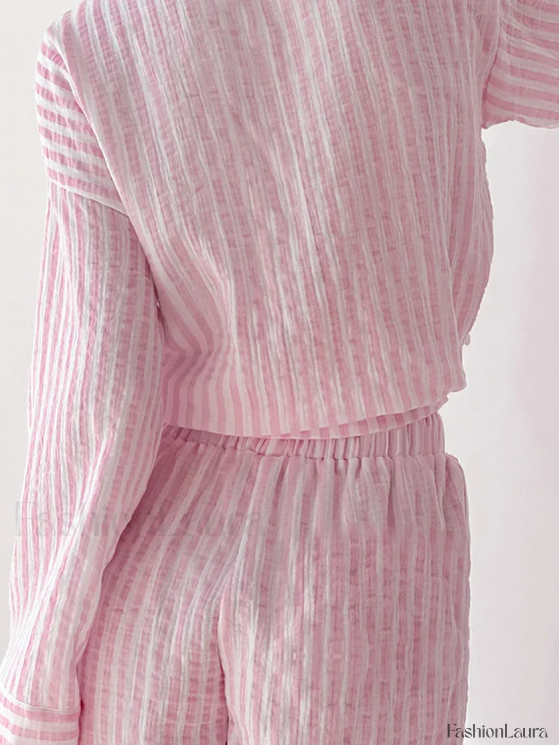 Striped Long Sleeve Shorts Two Piece Set