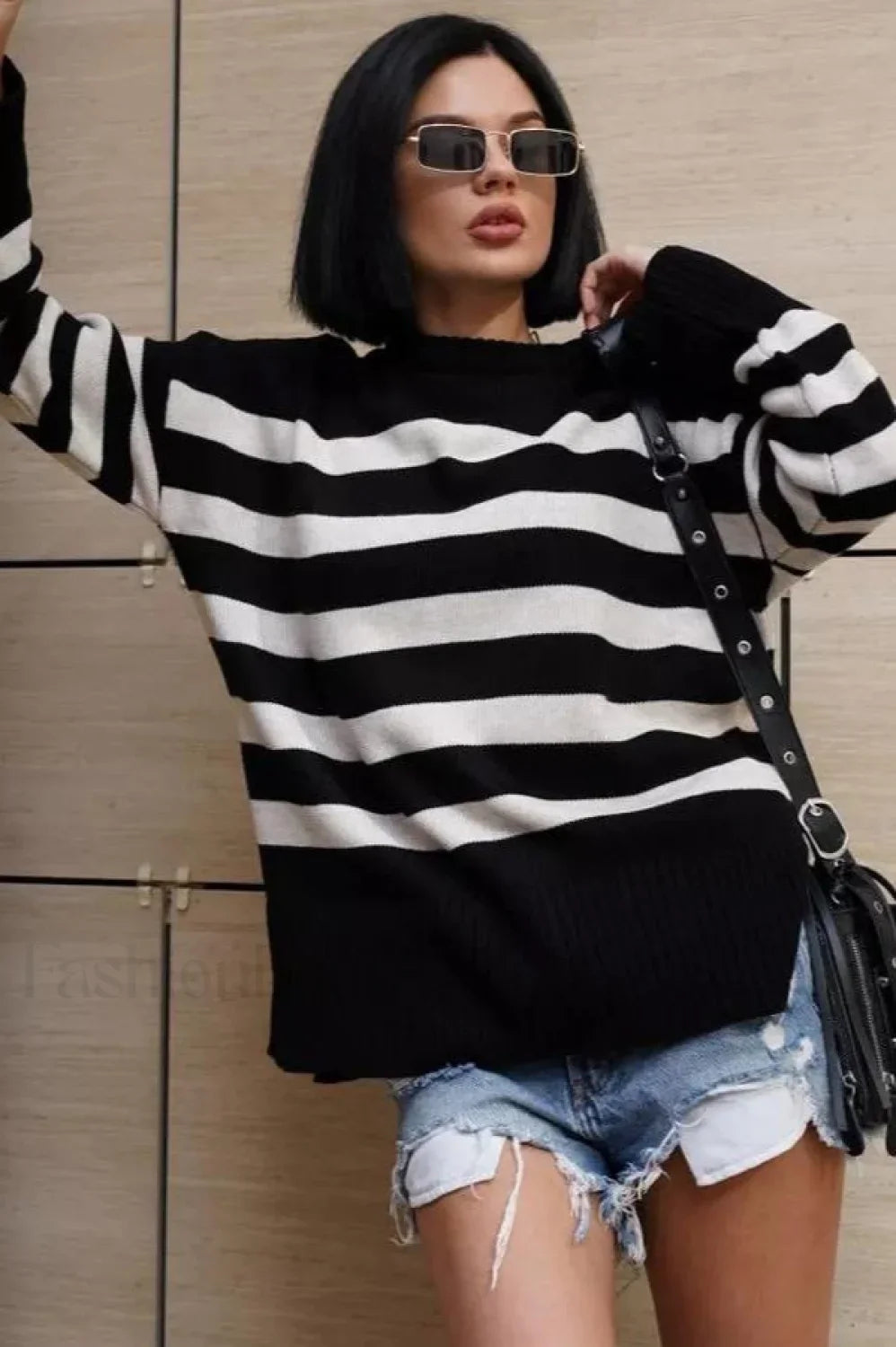 Striped Loose Knit Pullover Sweater