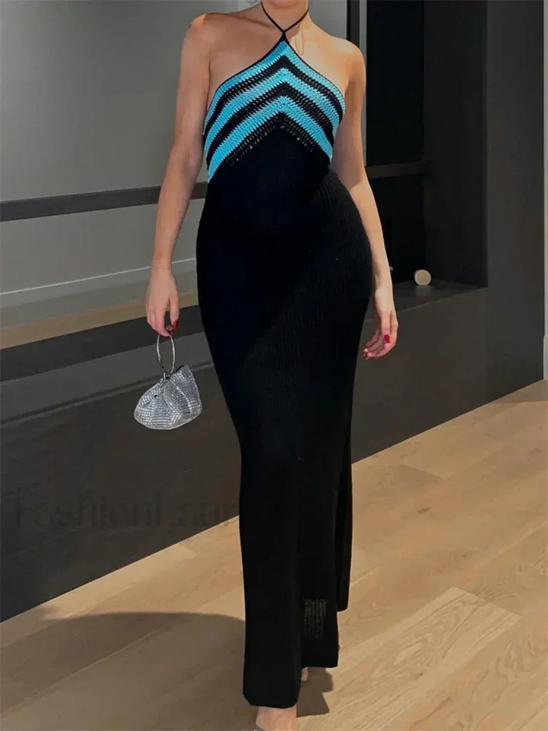 Striped Off Shoulder Patchwork Maxi Dress