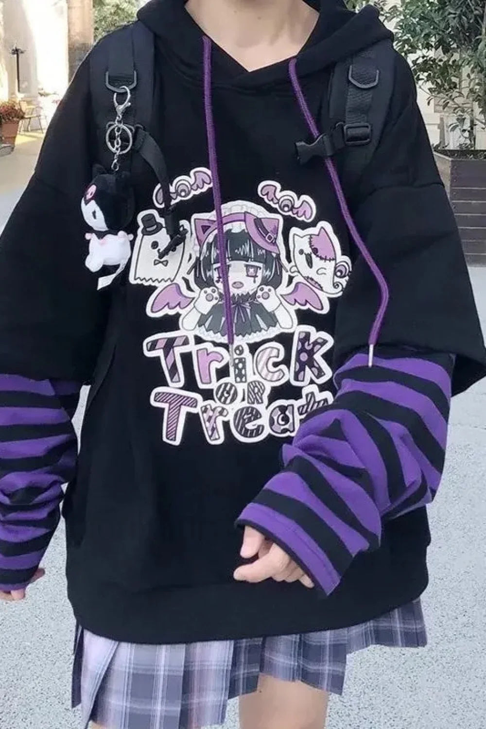 Striped Patchwork Y2K Hoodie