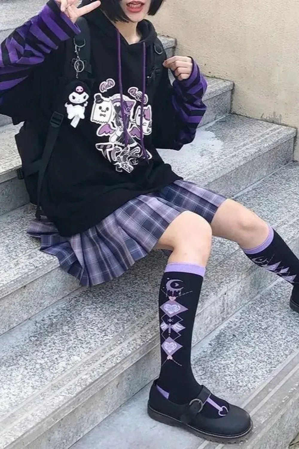 Striped Patchwork Y2K Hoodie