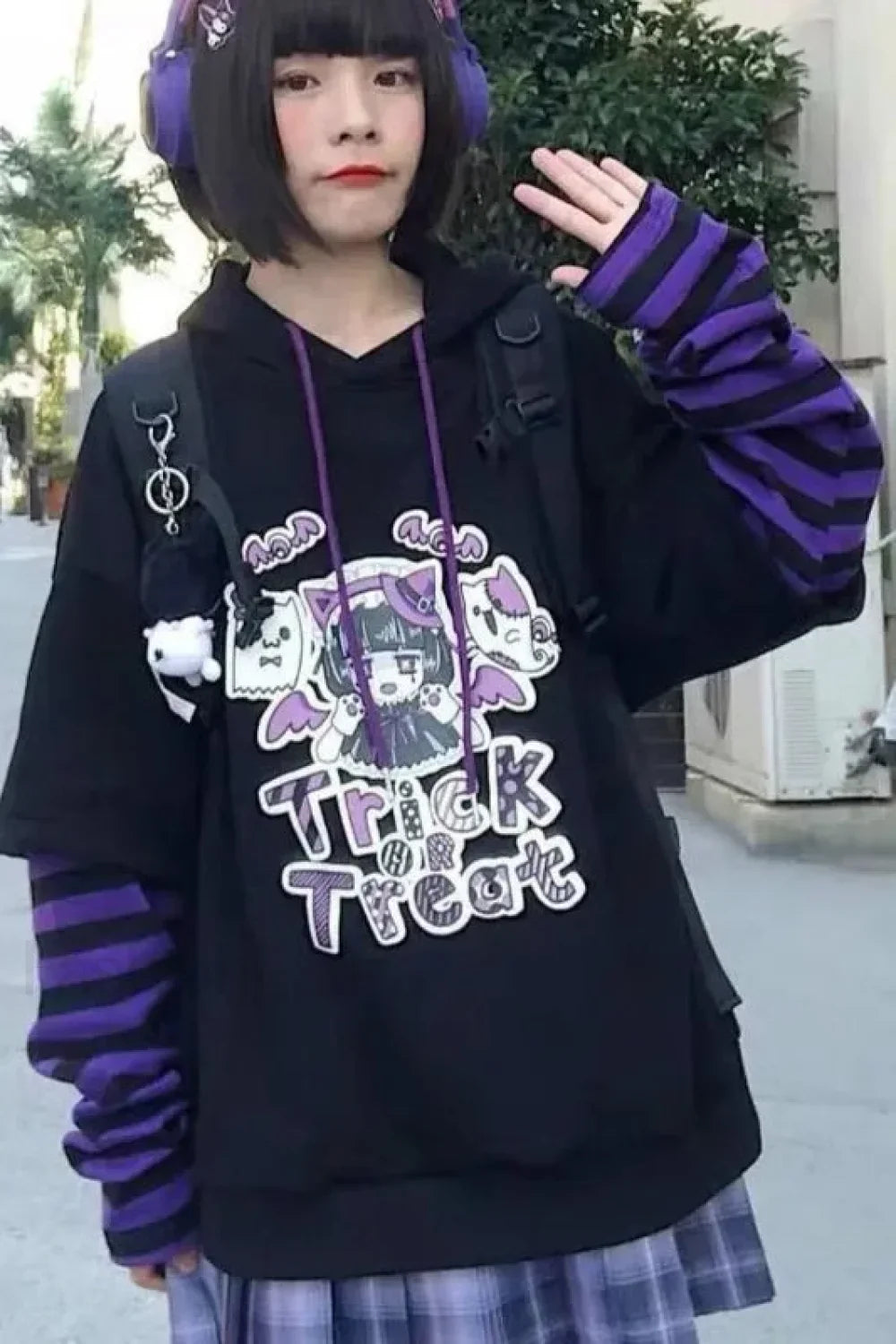 Striped Patchwork Y2K Hoodie