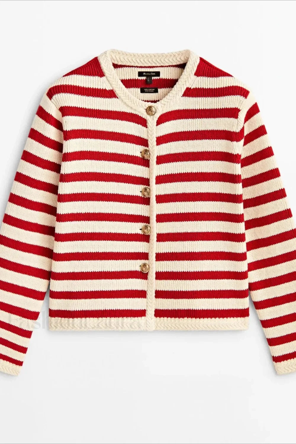 Striped Slim Fit Knit Cardigan Red / XS