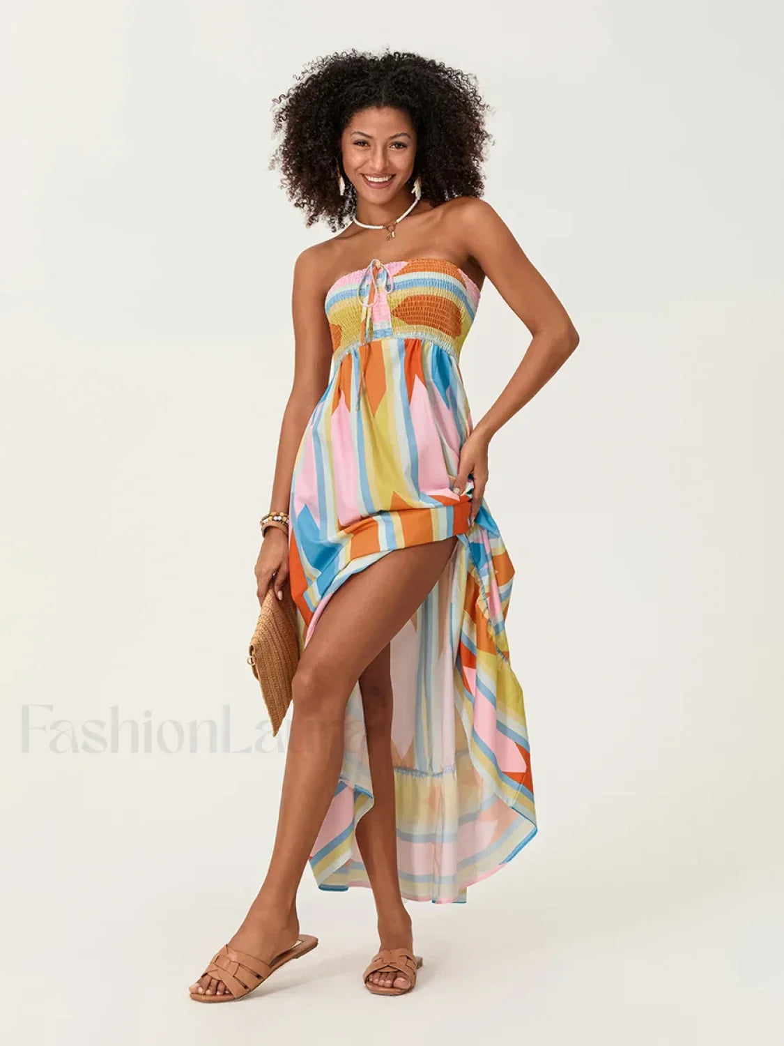 Striped Tube Top Boho Dress