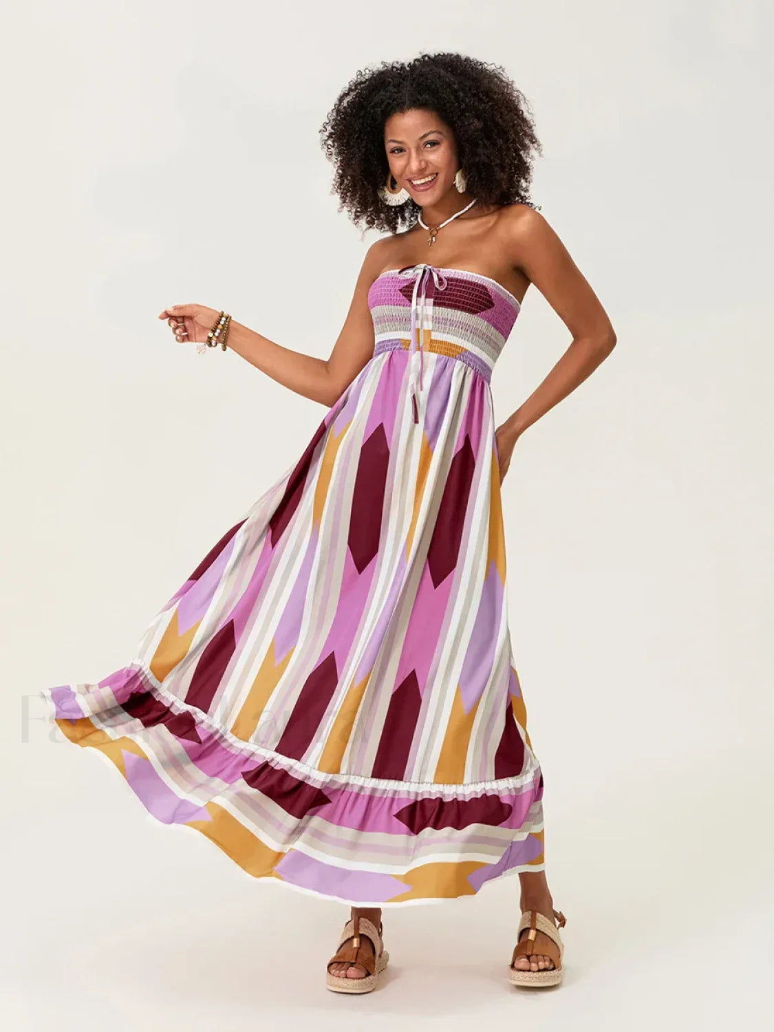 Striped Tube Top Boho Dress