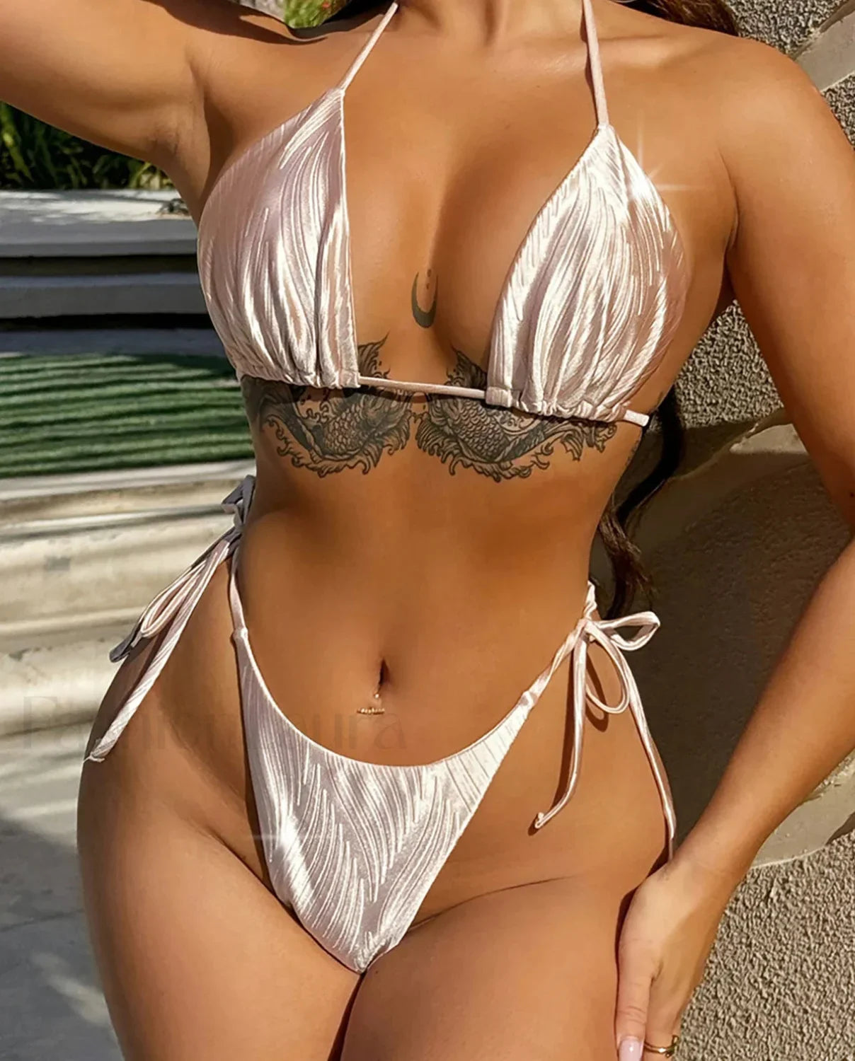 Striped Underwire Brazilian Bikini Set