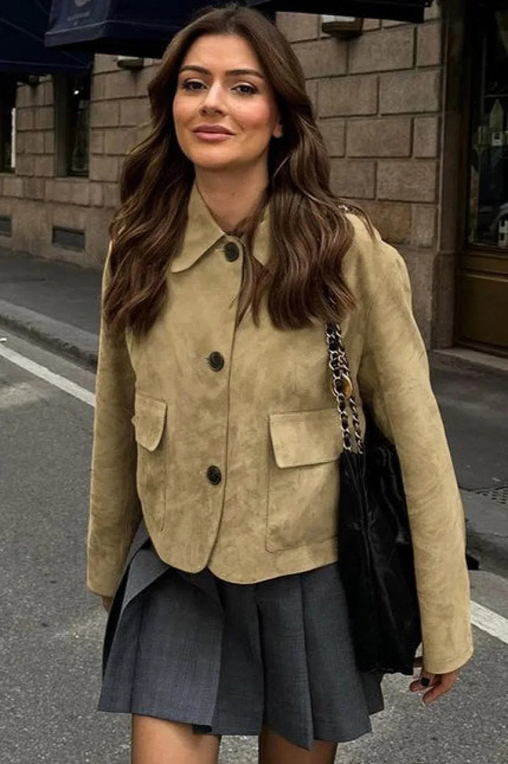 Suede Lapel Vintage Jacket