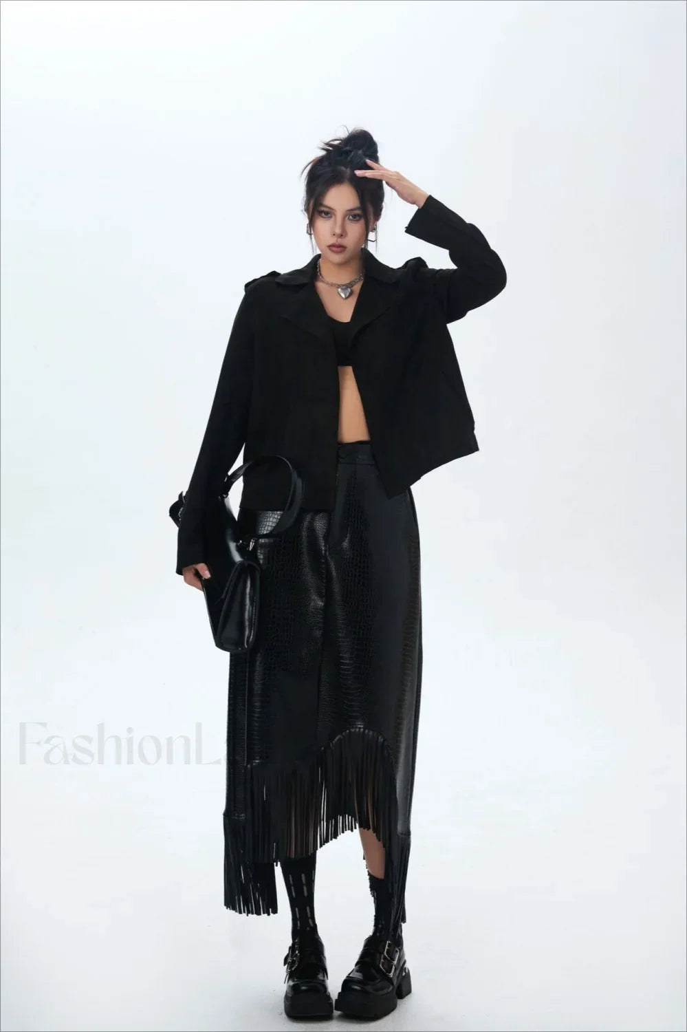 Suede Open Front Biker Jacket