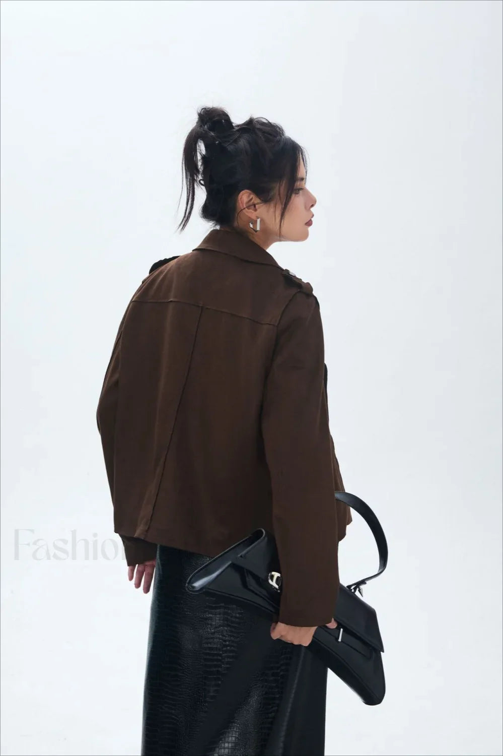 Suede Open Front Biker Jacket
