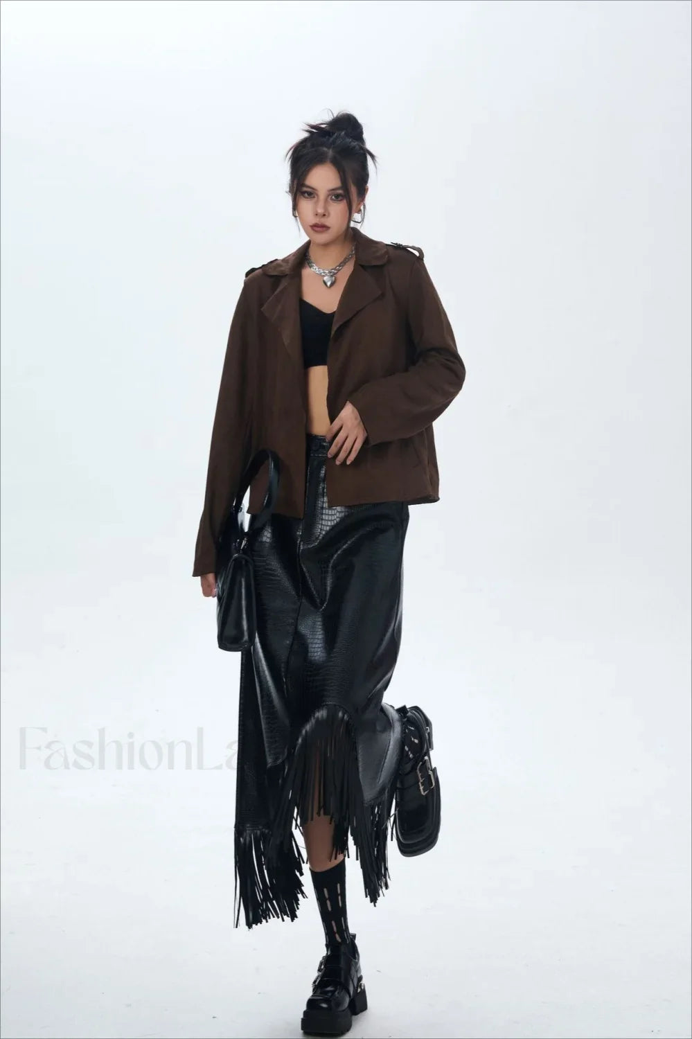 Suede Open Front Biker Jacket