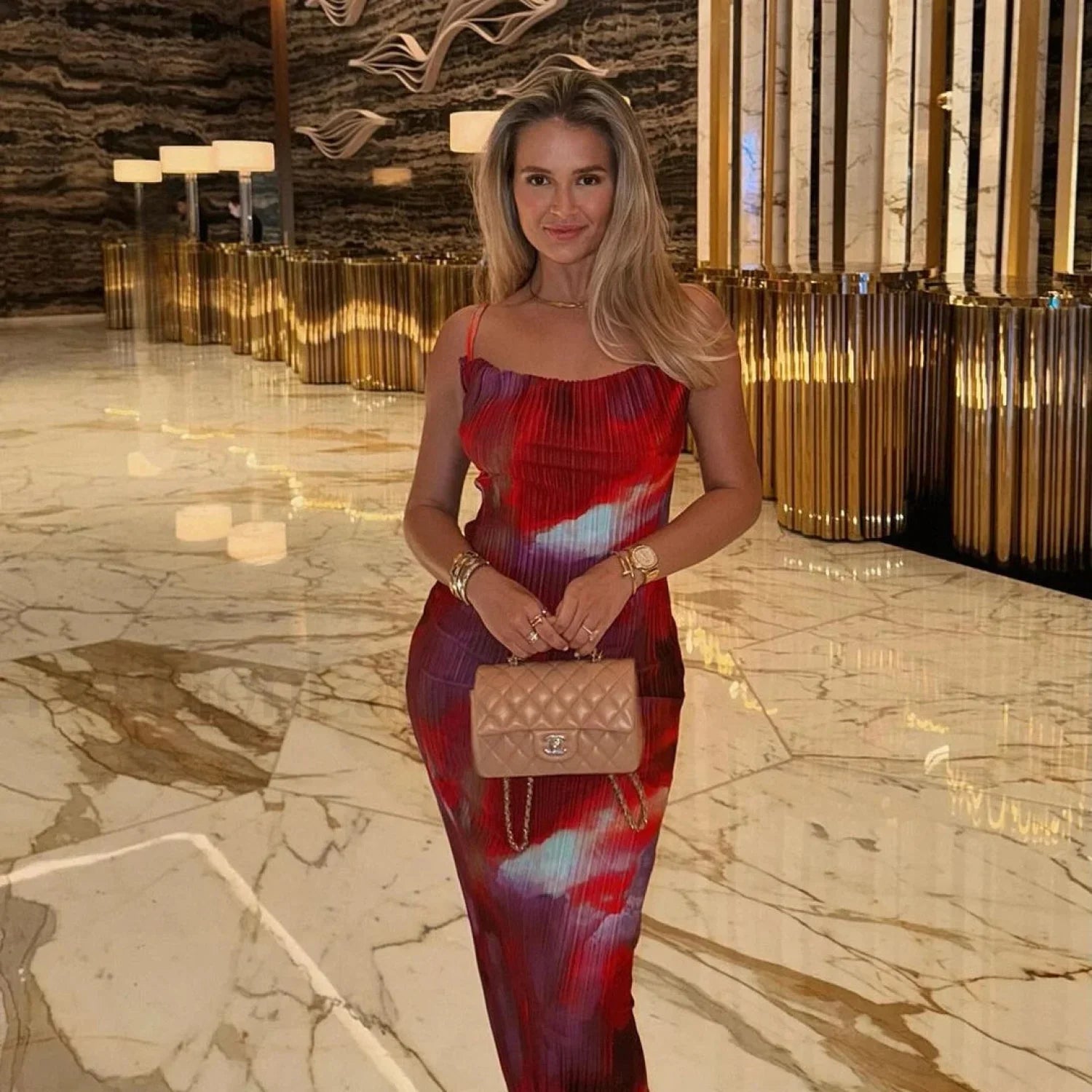 Summer Elegant Sexy Spaghetti Striped Sleeveless Party Maxi Dress