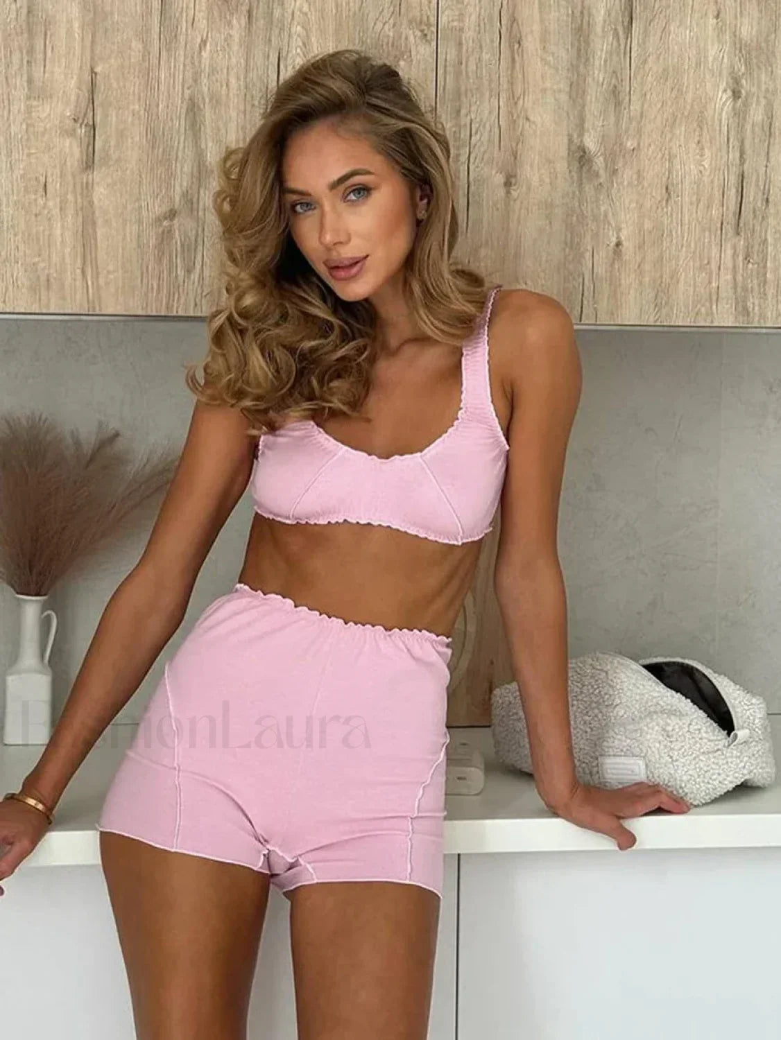 Summer O-Neck Crop Shorts Two Piece Set