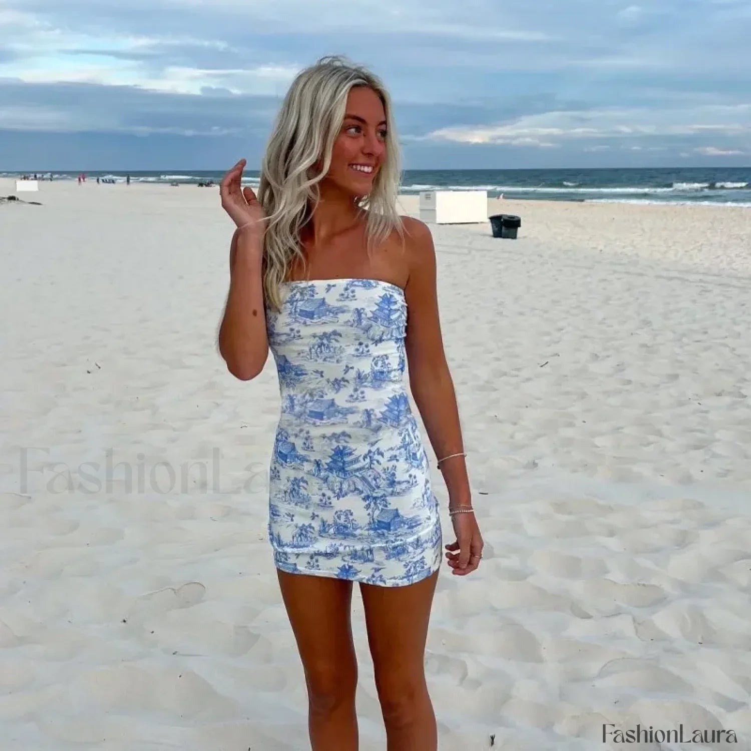 Summer Printed Tube Mini Dress