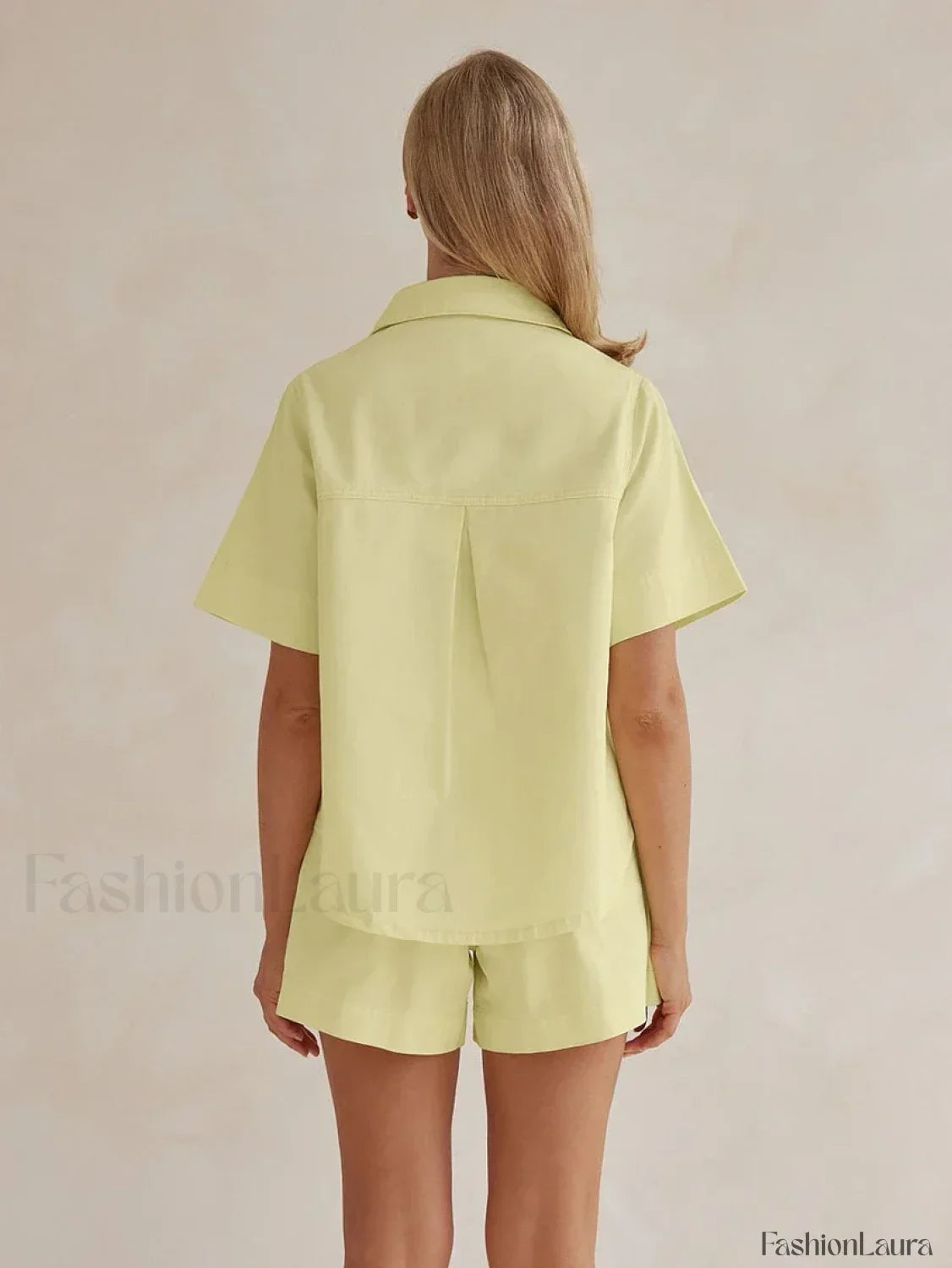 Summer Short Sleeve Pajama Shorts Two Piece Set