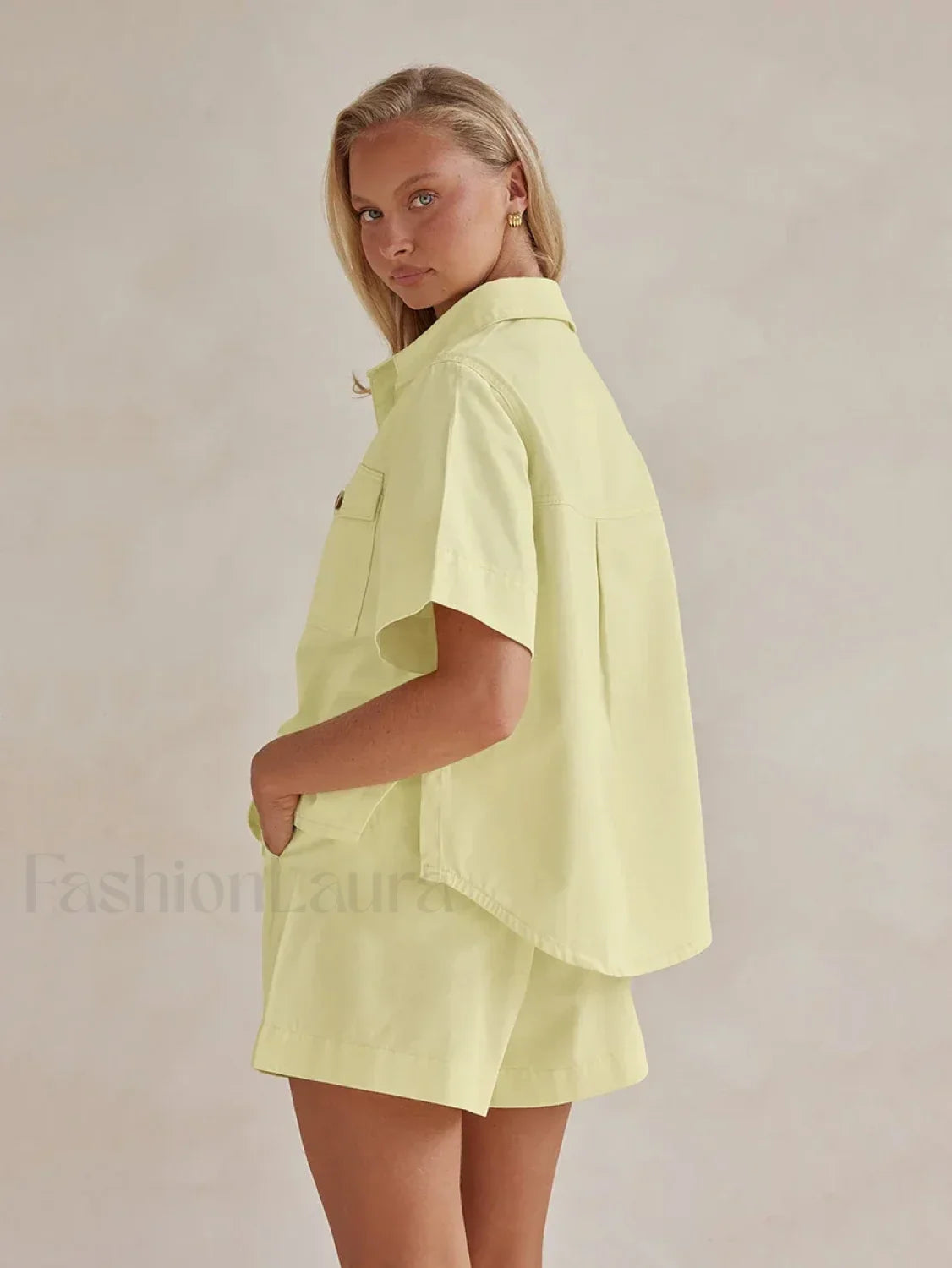 Summer Short Sleeve Pajama Shorts Two Piece Set