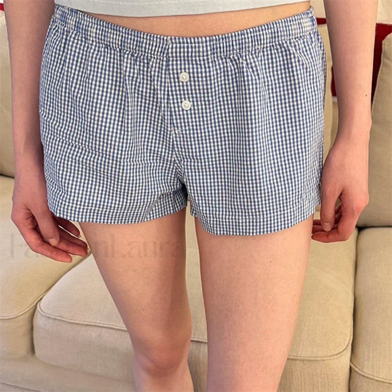 Sweet Casual Kawaii Plaid Boyshorts Lounge Aesthetic Short
