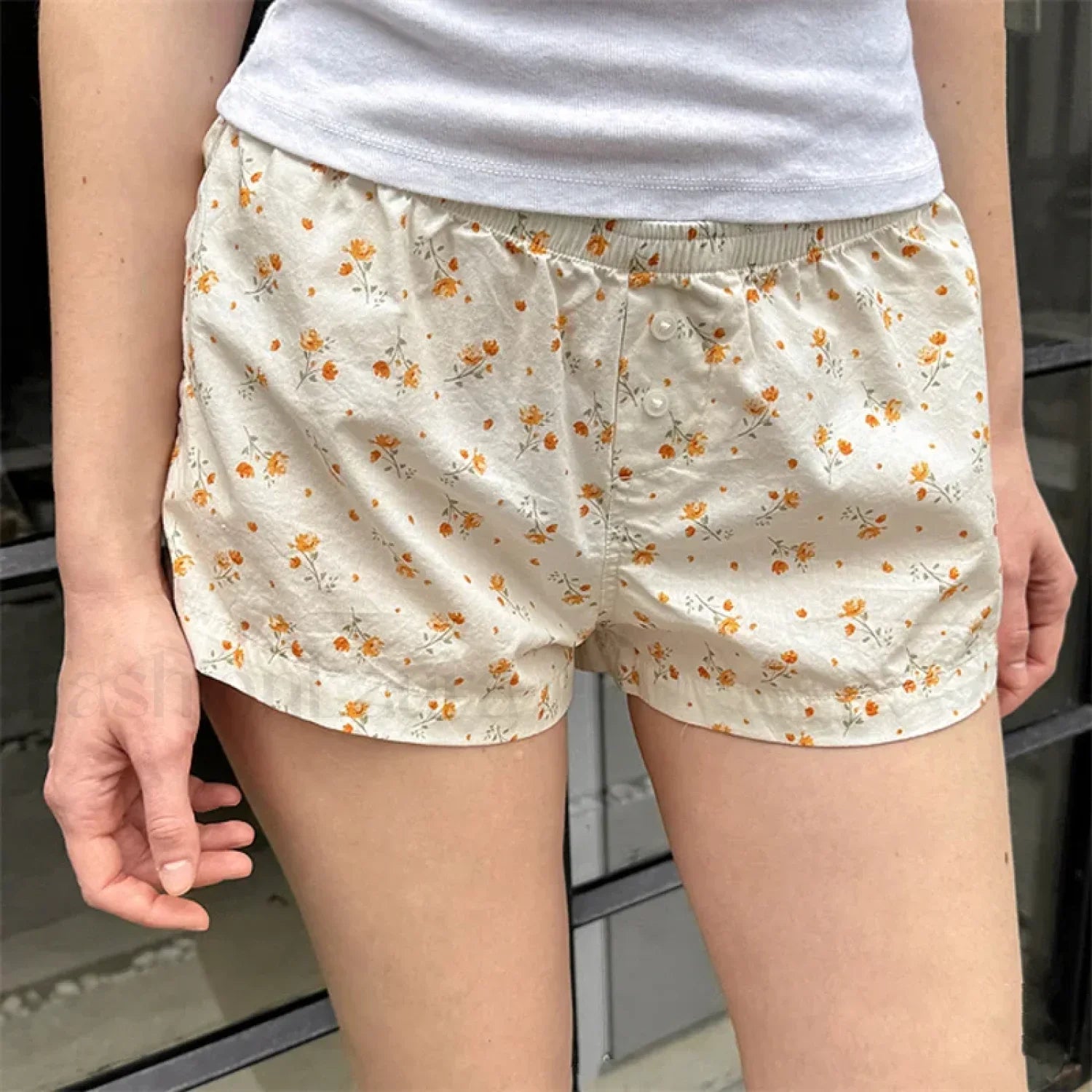 Sweet Casual Kawaii Plaid Boyshorts Lounge Aesthetic Short beige / S