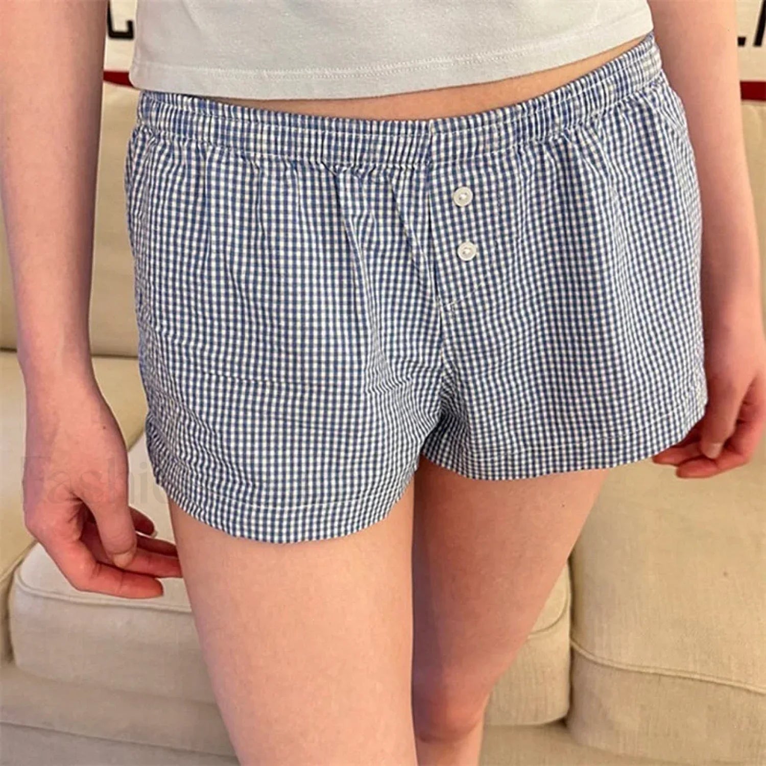 Sweet Casual Kawaii Plaid Boyshorts Lounge Aesthetic Short