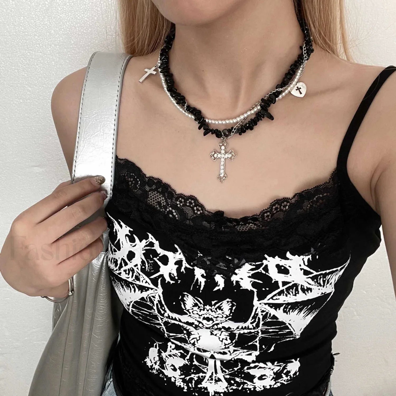 Sweet Cool Heart Cross Necklace