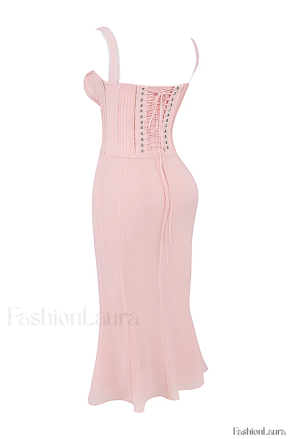 Syrah Soft Peach Charming Strappy Midi Dress
