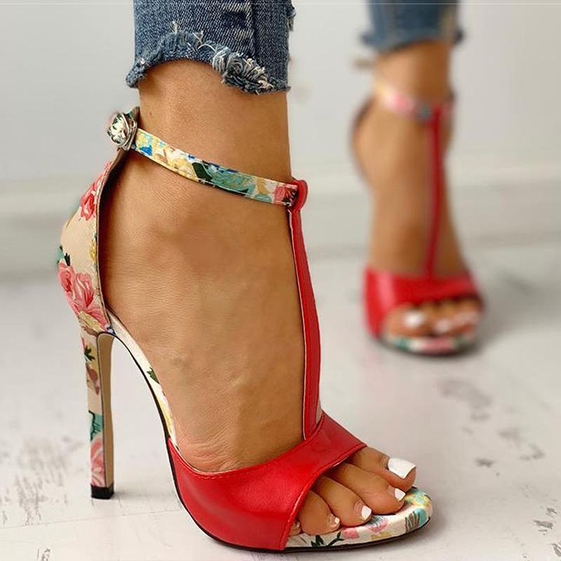T-Strap High Heels Peep Toe Sandals