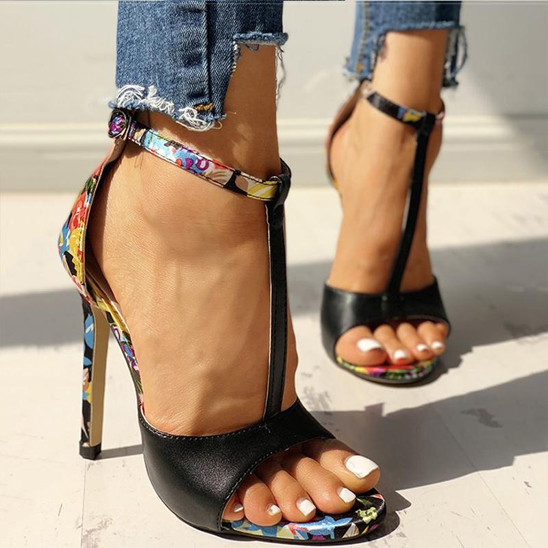 T-Strap High Heels Peep Toe Sandals
