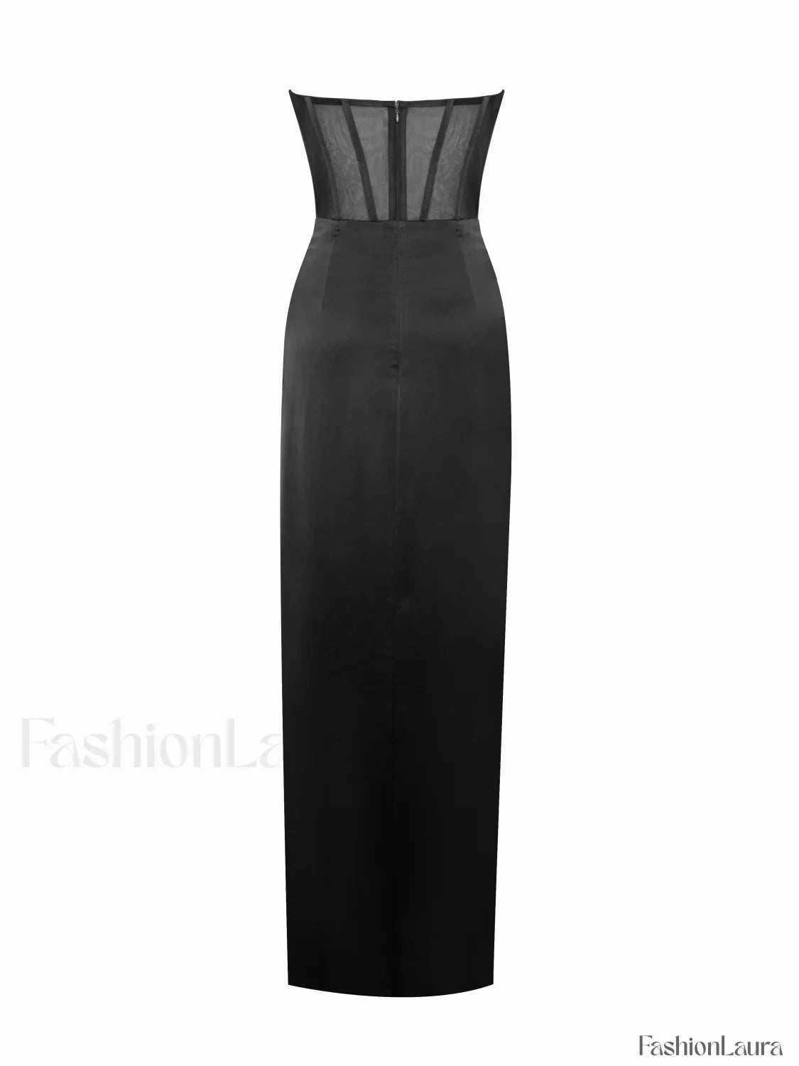 Talia Black Satin Charming Lace Corset Maxi Dress