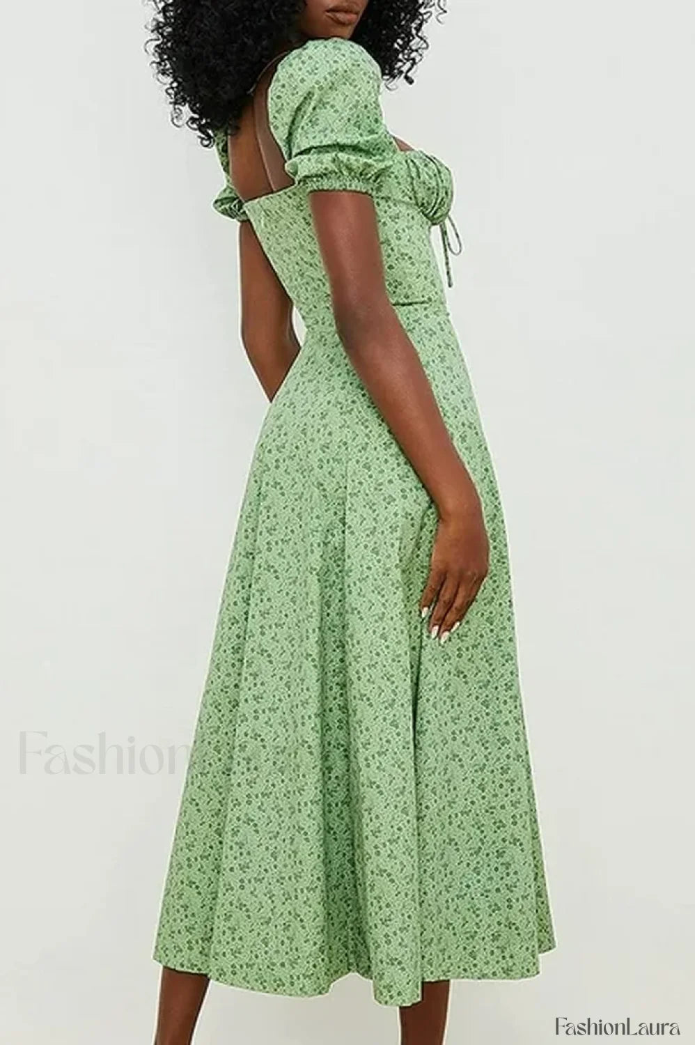 Tallulah Floral Puff Charming Sleeve Midi Dress