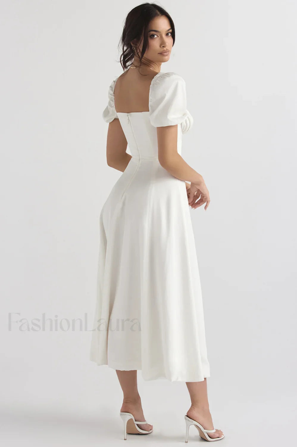 Tallulah Floral Puff Charming Sleeve Midi Dress