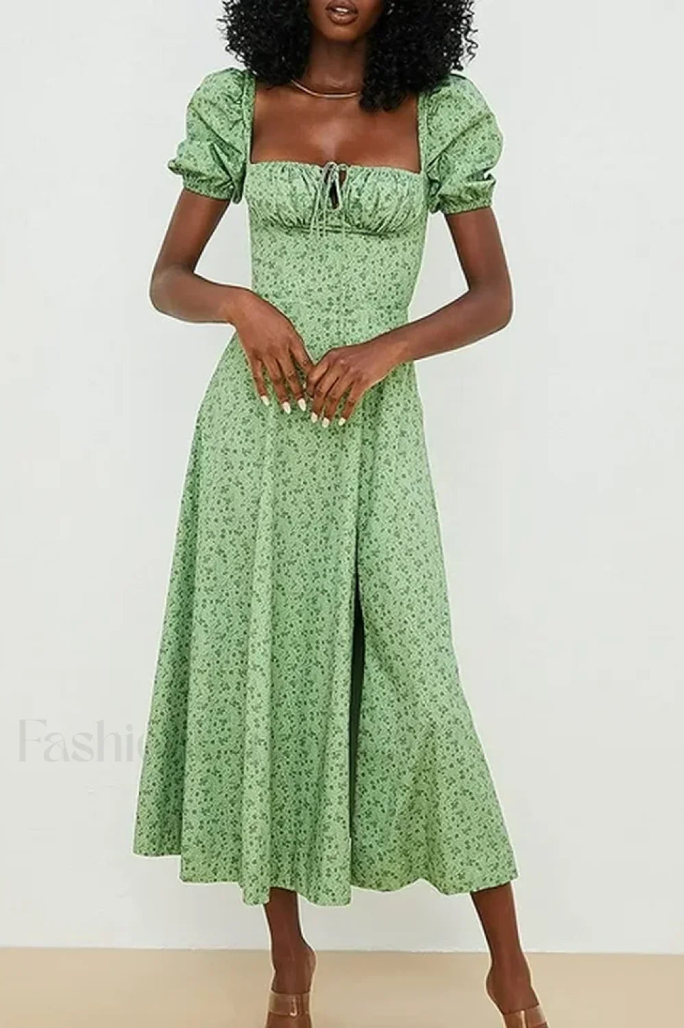 Tallulah Floral Puff Charming Sleeve Midi Dress XS / 10#