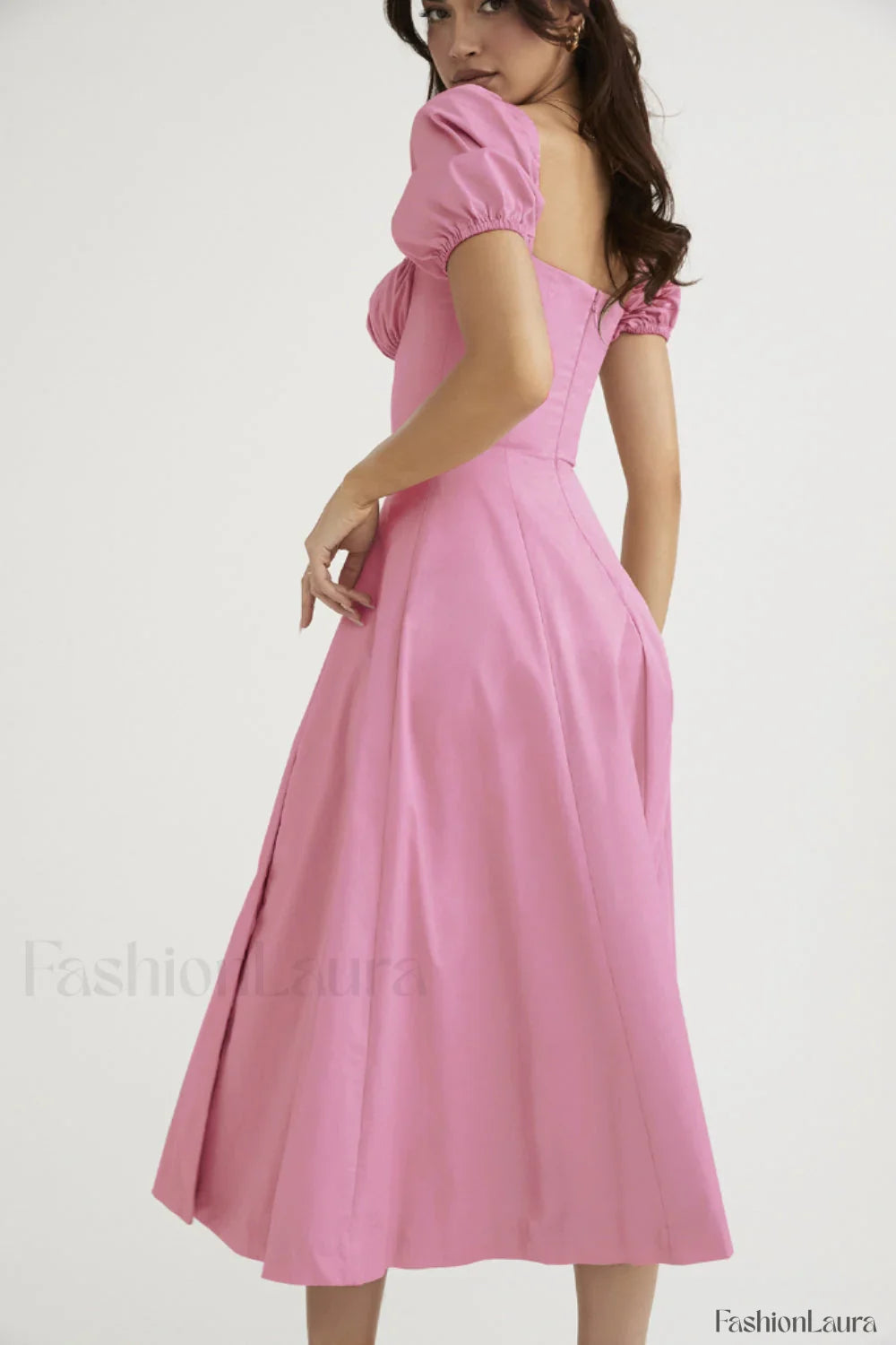 Tallulah White Puff Charming Sleeve Midi Dress