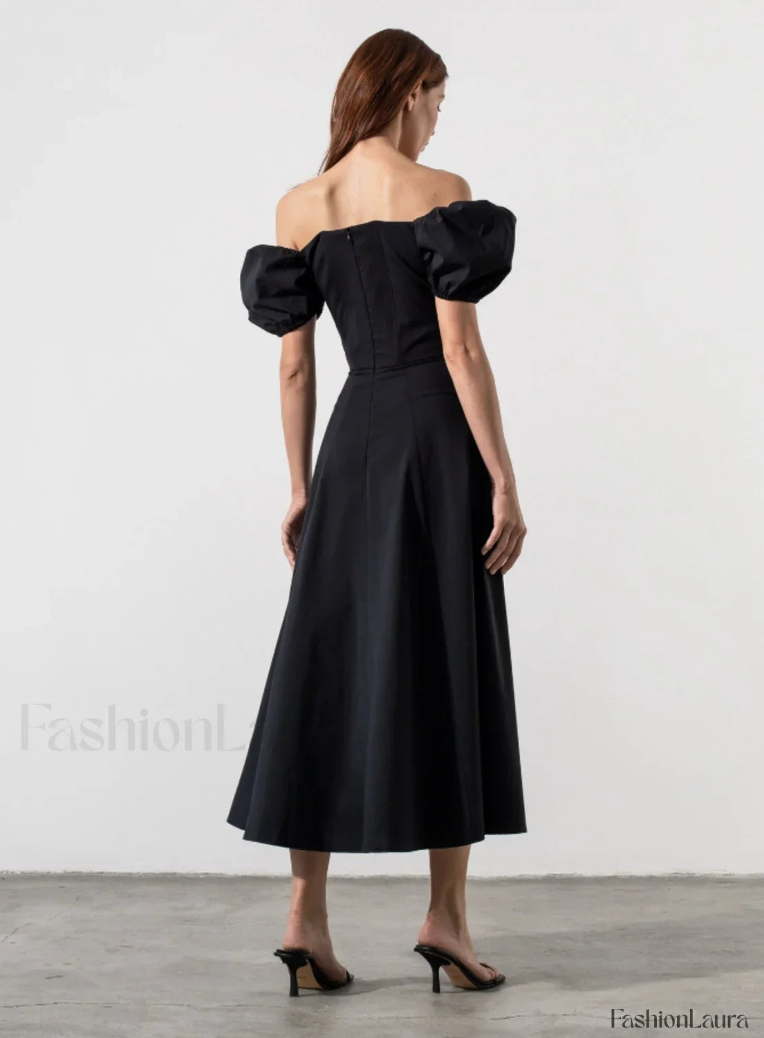 Tallulah White Puff Charming Sleeve Midi Dress