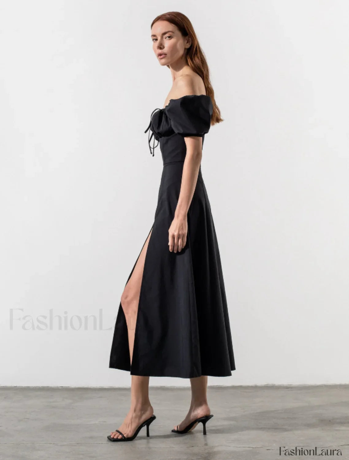 Tallulah White Puff Charming Sleeve Midi Dress