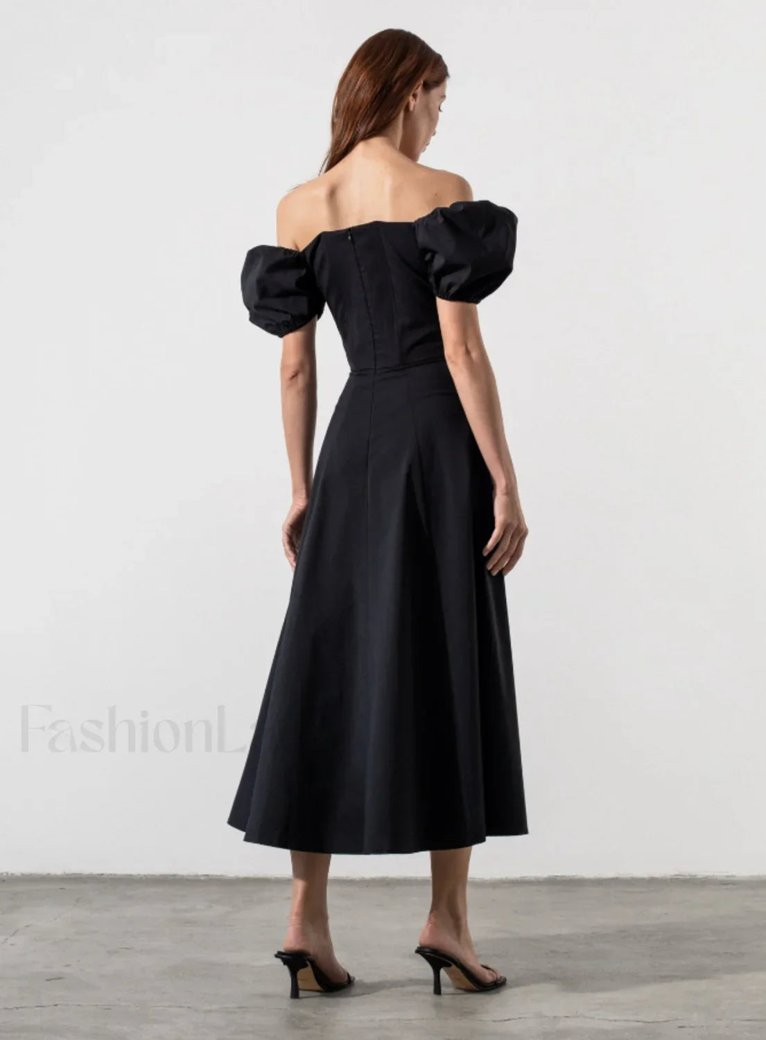 Tallulah White Puff Charming Sleeve Midi Dress