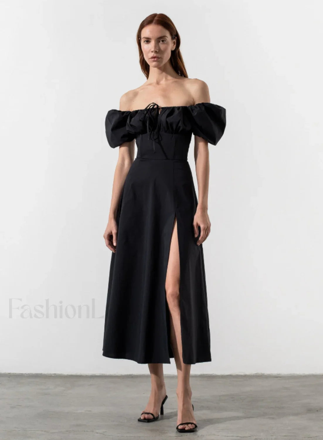 Tallulah White Puff Charming Sleeve Midi Dress