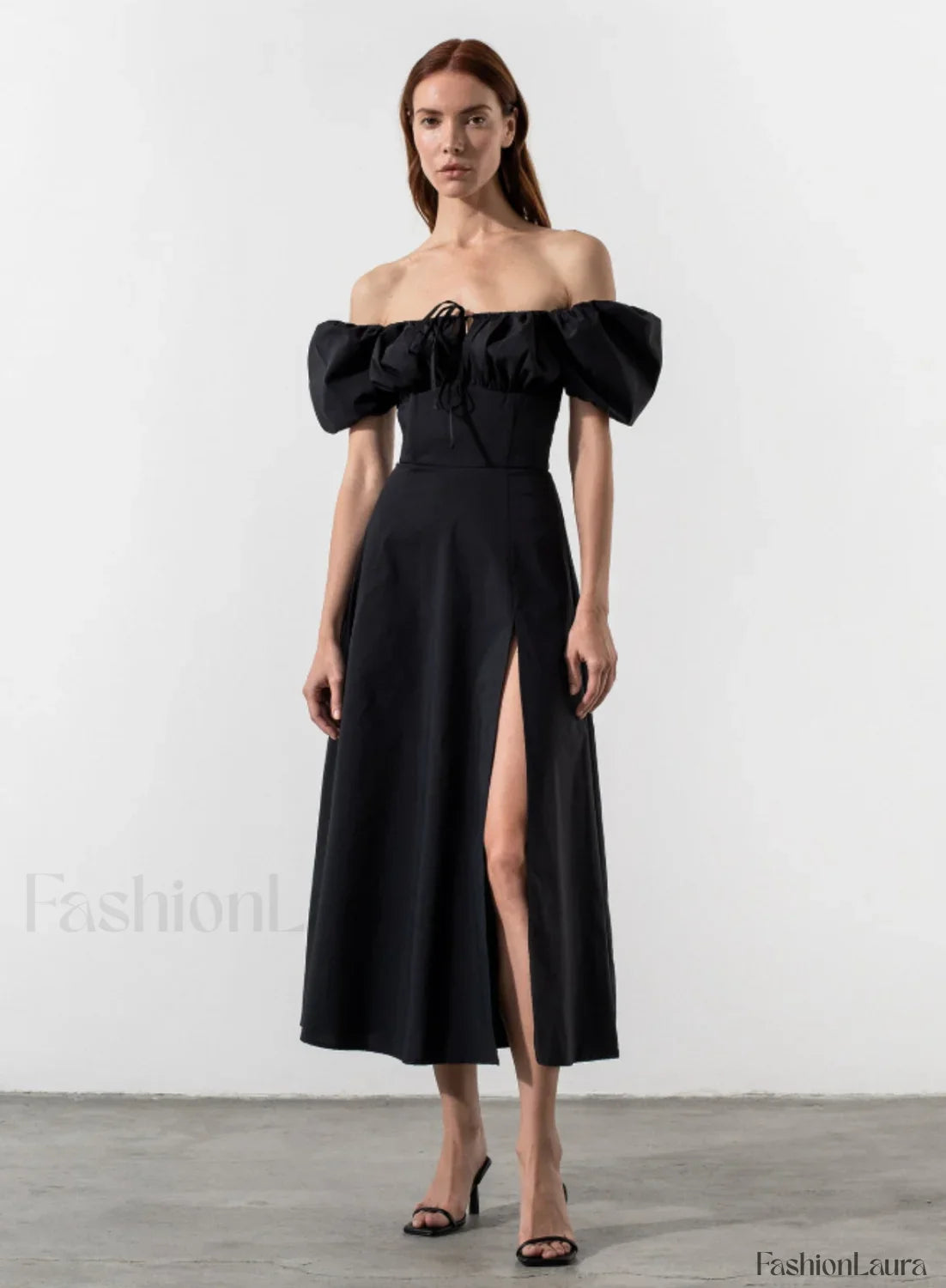 Tallulah White Puff Charming Sleeve Midi Dress