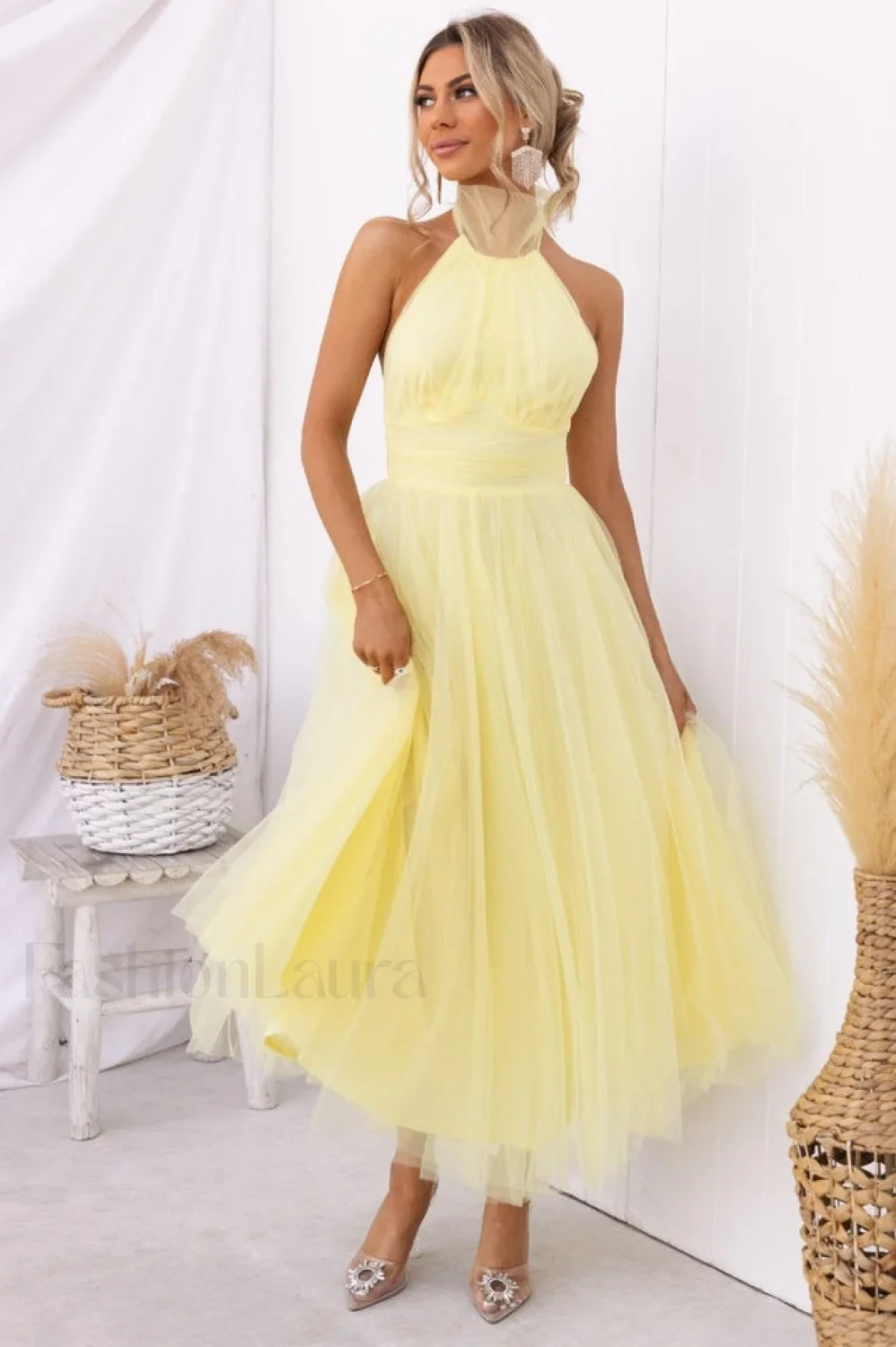 Tangled Up Stylish Maxi Dress S / Lemon