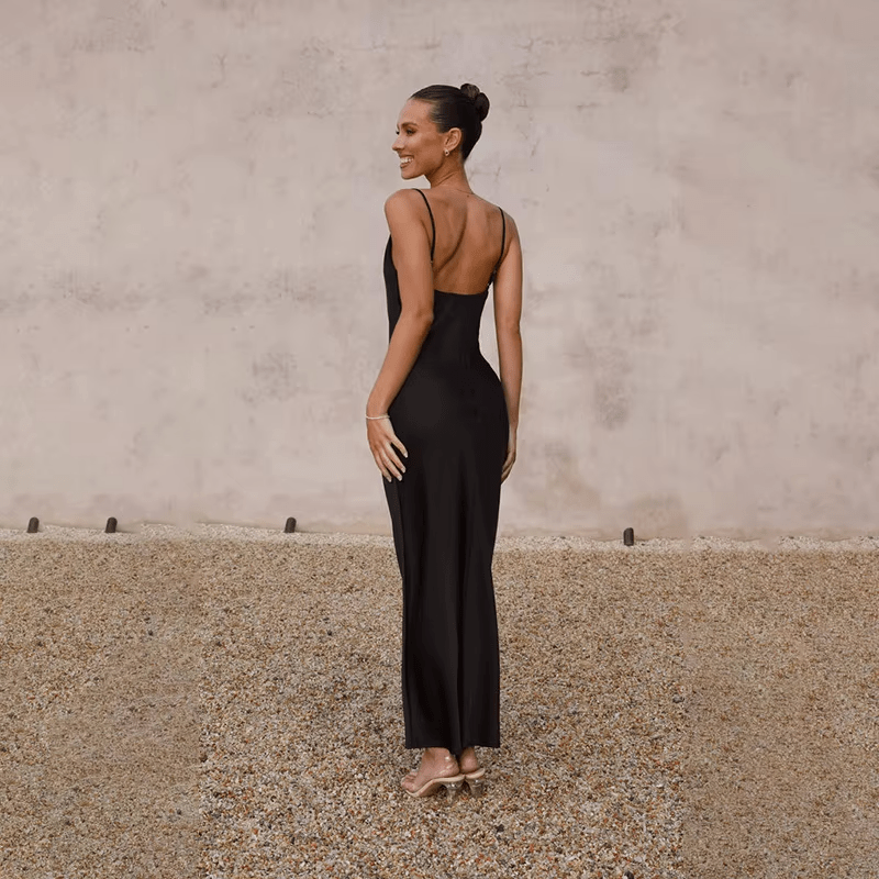 Elizabeth Timeless Satin Dress with an Open Back and Design Boutique Collection