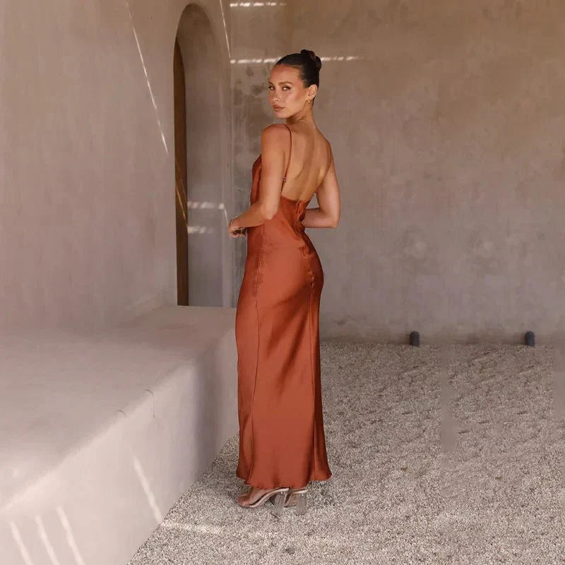 Elizabeth Timeless Satin Dress with an Open Back and Design Boutique Collection
