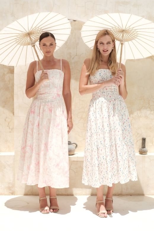 Floral Corset Straight Neck Spaghetti Strap Maxi Dress 13
