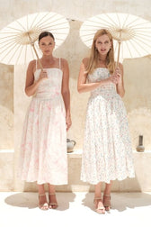 Floral Corset Straight Neck Spaghetti Strap Maxi Dress 13