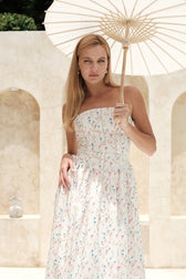 Floral Corset Straight Neck Spaghetti Strap Maxi Dress 8