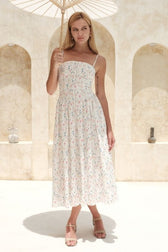Floral Corset Straight Neck Spaghetti Strap Maxi Dress 9