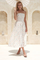 Floral Corset Straight Neck Spaghetti Strap Maxi Dress 10