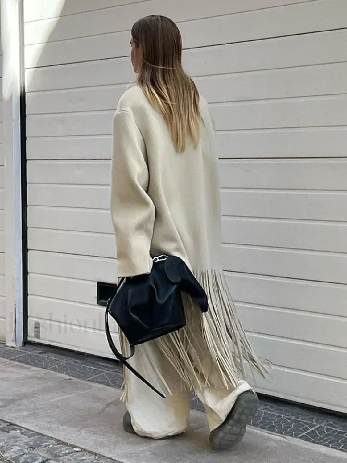 Tassel Apricot Women's Coat Elegant Autumn Long Sleeve Lapel Female Overcoats