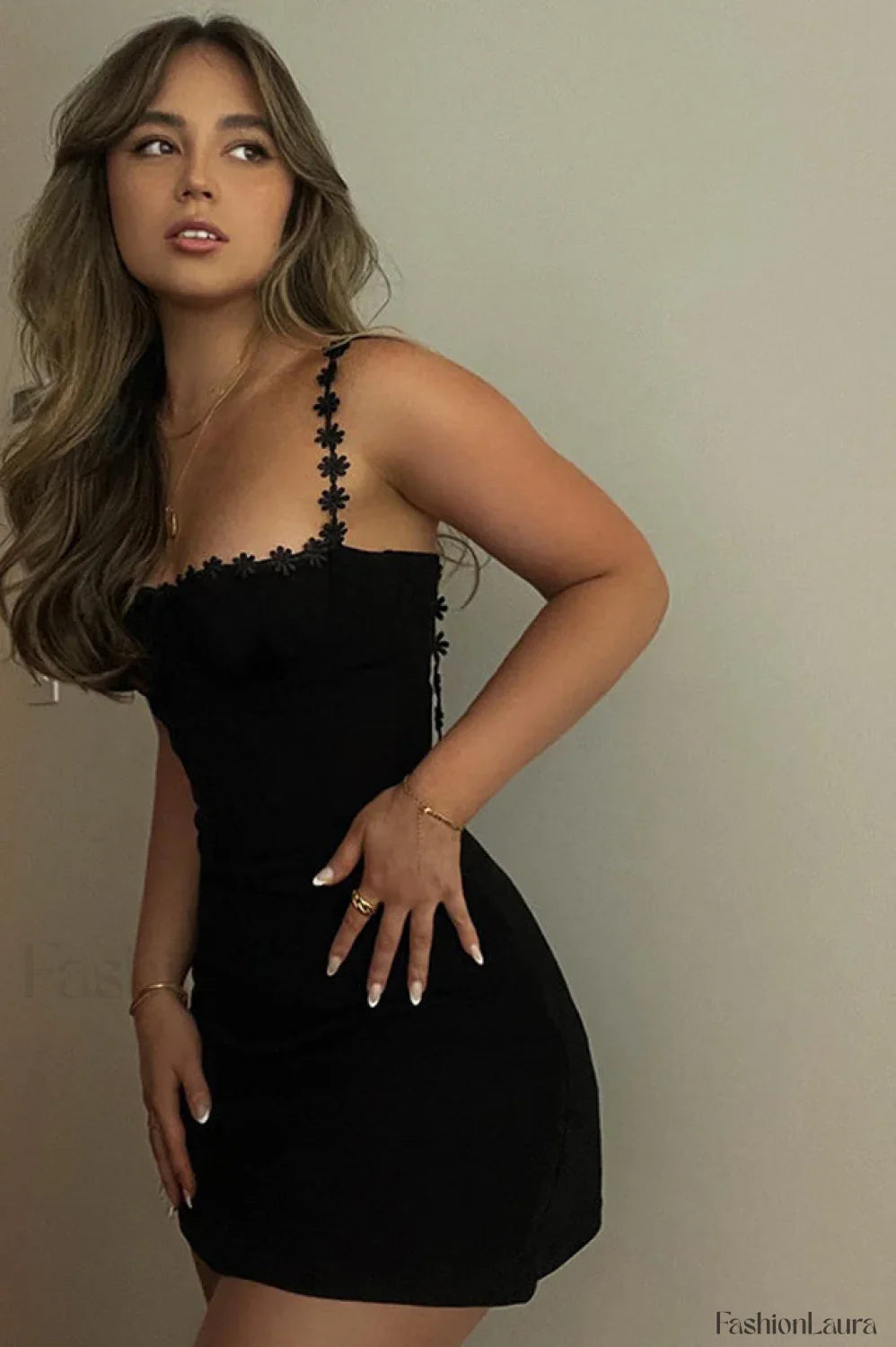 Tayna Black Stylish Mini Dress